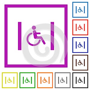 Handicapped parking flat framed icons