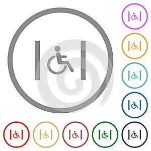 Handicapped parking flat icons with outlines