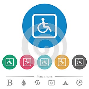 Handicapped parking flat round icons