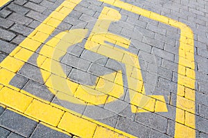 Handicapped parking sign, tilted view