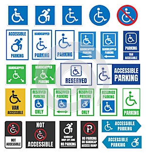 Handicapped parking signs, disabled people parking