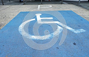 Handicapped parking spot. logos for disabled on parking.