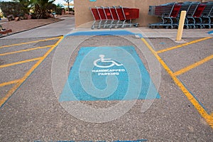 Handicapped parking spot - transportation road markings.