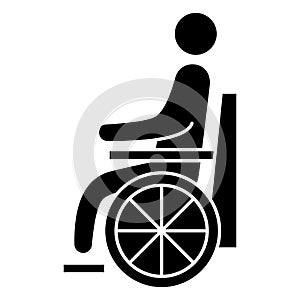 Handicapped patient icon. Wheelchair person symbol. Disabled man glyph vector icon. Can be used as a toilet sign or transport sign