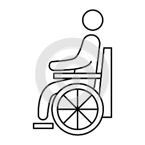 Handicapped patient line icon. Wheelchair person symbol. Disabled man outlines vector icon. Can be used as a toilet sign or