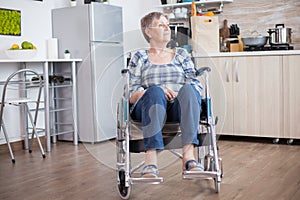 Handicapped senior woman in wheelchair