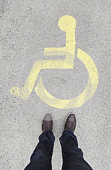 Handicapped sign on the floor