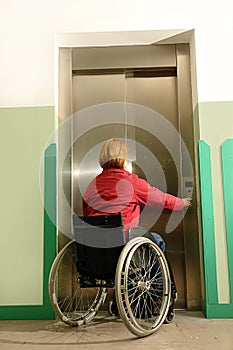 Handicapped using elevator