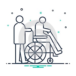 Black mix icon for Handicapped, therapy and wheelchair