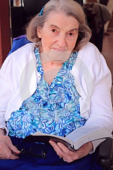 Old Woman Holding a Bible