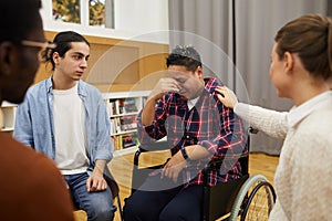 Handicapped Woman in Support Group Meeting