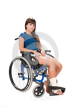 Handicapped woman on wheelchair