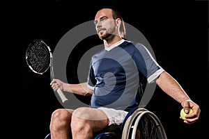 Handicapped young sportsman playing tennis