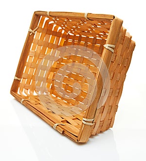 Handicraft handmade from natural product wicker basket, weave rattan sheet Eco friendly and sustainable concept