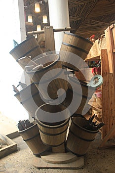 Handicraft wooden barrels or wooden buckets for home decoration