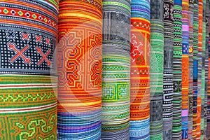 Handicrafts embroidered cloth with traditional pattern of ethnic minority Hmong in Vietnam