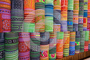 Handicrafts embroidered cloth with traditional pattern of ethnic minority Hmong in Vietnam