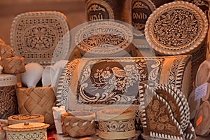 Handicrafts made of birch bark