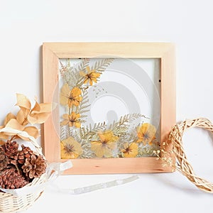 handicrafts made from dried flowers (herbarium