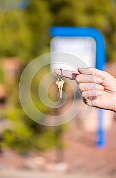 Handing over key for new house