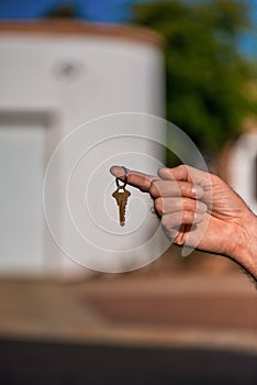 Handing over key for new house