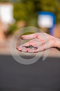 Handing over key for new house