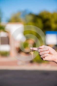 Handing over key for new house