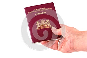 Handing over passport.