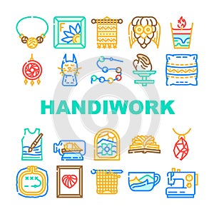 Handiwork Craft Hobby Occupation Icons Set Vector