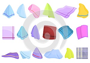 Handkerchief icons set, cartoon style photo