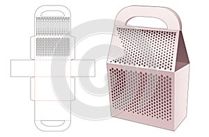 Handle bag box with stenciled halftone dots die cut template