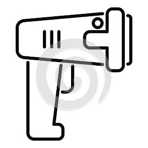 Handle bar code scanner icon outline vector. Check ticket