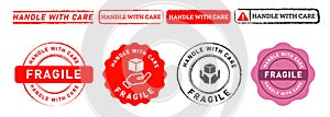 handle with care stamp and seal badge label sticker sign for protect packaging fragile breakable