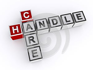 handle care word block on white