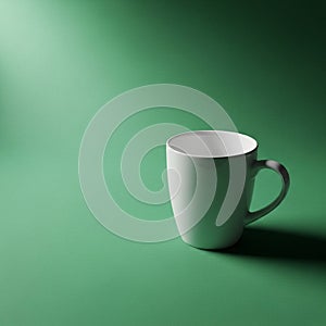 Handle. It casts a soft shadow on the surface to the right. The green