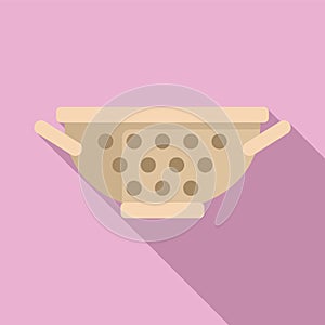 Handle colander element icon flat vector. Sifting accessory