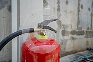 Handle of fire extinguisher for emergency fire incident