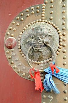 The handle of old door in china