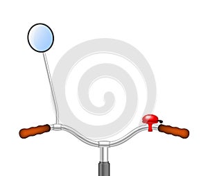 Handlebar of a bicycle with bicycle bell and rear photo