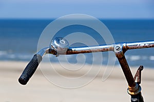 The handlebars of a bike
