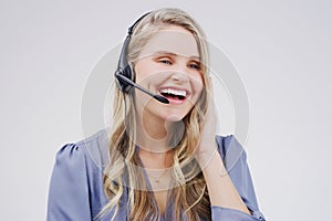 She handles every call seamlessly and effortlessly. Studio shot of an attractive young female customer service