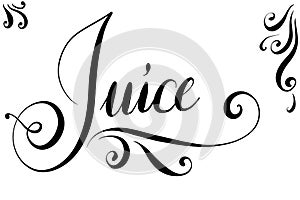 Handlettered text juice for menu card in restaurants