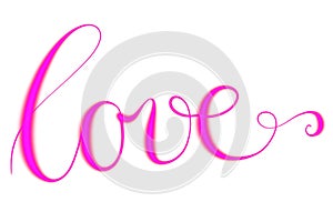 Handlettered text love for wedding, valentines and engagement cards