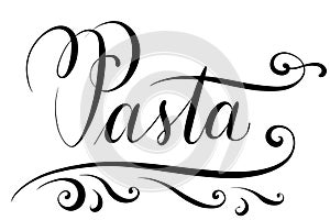 Handlettered text pasta for menu card in restaurants
