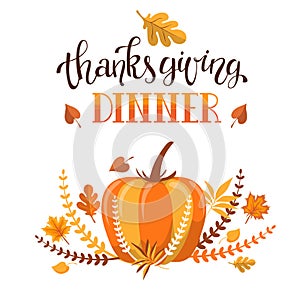 Handlettering thanksgiving dinner invitation design photo