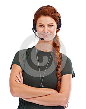 Handling customers like a pro. Portrait of an attractive young customer service representative wearing a headset.