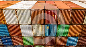 Handling stack of container shipping, Container shipping yard.