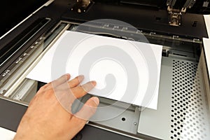 Handling with working laser copier photo