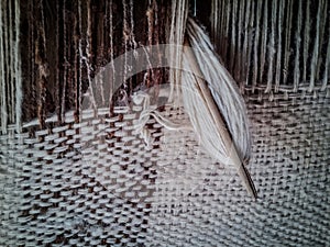 Handloom weaving process with wool thread