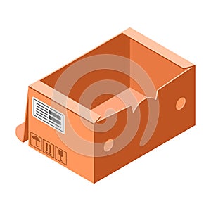 Handly carton box icon, isometric style